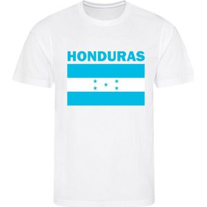 Honduras - T-shirt Wit - Voetbalshirt - Maat: 134/140 (M) - 9 - 10 jaar - Landen shirts