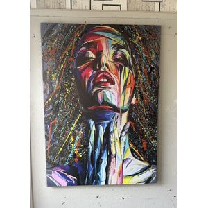 Abstract Vrouw- Mixed Media- Katoenen canvasdoek op houten frame-100x70cm