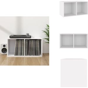 vidaXL LP Opbergbox - LP Opbergboxen - Vinyl Opbergbox - Vinyl Opbergboxen - Opbergbox voor LP's 71x34x36 cm bewerkt hout wit