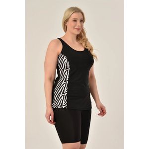 Tankini dames 2 delig- Elegante grote maten tankini- Dames Tankini's Badpak Bikini's Zwemkleding 215- Zwart Zebraprint- Maat 40