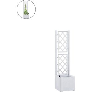 Plantenbak met klimrek - Bloembak - Weerbestendig - Met trellis - Buiten - Hout - Plantenrek - Rechthoekig - Wit