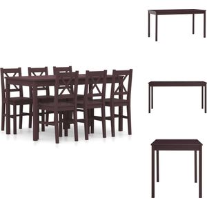 vidaXL Houten Eethoek - Tafel 140x70x73cm - Stoel 39.5x43x85cm - Donkerbruin - Grenenhout - Set tafel en stoelen