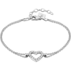 Twice As Nice Armband in zilver, hart, steentjes 16 cm+3 cm