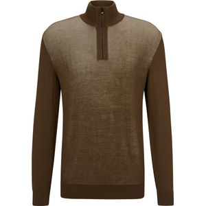 BOSS Ofilato Half Zip Trui Wol Bruin - Maat L - Heren - Schipperstrui