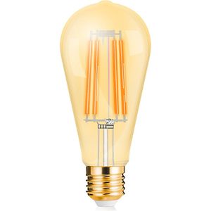 LED Lamp E27 Edison Filament - Brinton - Amber 6W 540lm - 822 Zeer Warm Wit 2200K - ST64 | Vervangt 45W