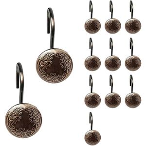 Olie gewreven bronzen douchegordijn staaf haken, antieke gordijn ringen houder decoratieve roestvrij voor badkamer douche huis