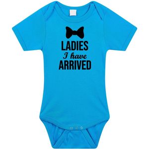Ladies I have arrived tekst baby rompertje blauw jongens - Kraamcadeau - Babykleding 56
