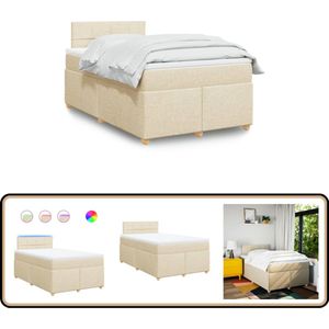 vidaXL Boxspring met matras stof crèmekleurig 120x190 cm