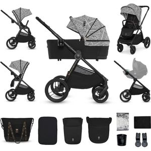 Kinderkraft NEA 2 – 2-in-1 Kinderwagen met Reiswieg en Wandelzitje – Vanaf de Geboorte tot 22 kg – Licht, Wendbaar, Met Grote Geveerde Wielen – Eénhandige Besturing – Kleur: Lunar Black