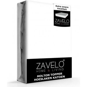 Zavelo Molton Topper Hoeslaken - 160x220 cm - 100% Katoen - 10cm Hoekhoogte - Wasbaar tot 60 graden - Rondom Elastisch - Matrasbeschermer