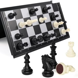 Perwowoo Magnetisch schaakreisschaakspel voor kinderen, volwassenen