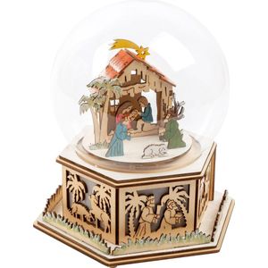 Light-Up Manger Snow Globe With Music Box