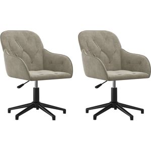vidaXL - Eetkamerstoelen - draaibaar - 2 - st - fluweel - lichtgrijs