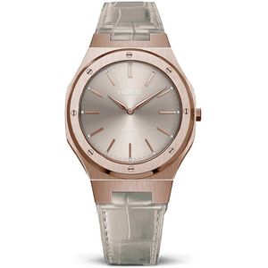 Valuchi Vrouwen Signature Italiaans Leer Roestvrijstaal Japanse Quartz Horloge - Leer Roségoud Zand