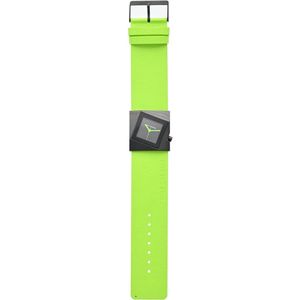 Rolf Cremer Lillit - horloge - dames - vierkant - zwart - groen - kalfsleer - cadeautip