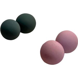 2 Love it Button - Duo pack van 2 paar oorknoppen - Diameter 18 mm - Stainless steel - Acryl - Blauw grijs - Poeder roze