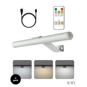 Set van 2 Oplaadbare Schilderijverlichting - Draadloze Wandlamp - Draadloze Schilderijverlichting Oplaadbaar - Touch en remote - Dimbaar LED 3000K/4000K/6500K - Oplaadbare Schilderijlamp Snoerloos - Sterke Accu Schilderijlamp - Wit