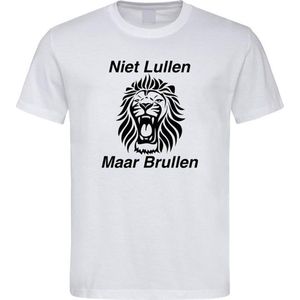 Wit WK 2022 voetbal T-shirt met “ Niet Lullen Maar Brullen “ print Zwart maat XXXL