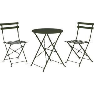Bistro Set- tuintafel met 2 stoelen- buiten set- metaal- groen- opklapbaar