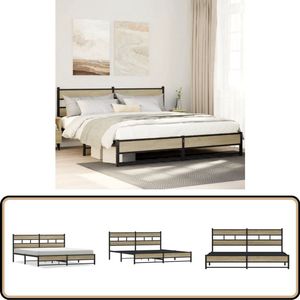 vidaXL Bedframe - Sonoma Eiken - 193x203 cm - Zonder Matras Bed Frame - Metal Bed Frame - Houten Bed Frame - Eiken Kleur Bed - King Size Bed