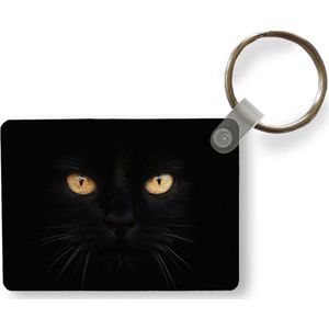 Sleutelhanger - Close-up zwarte kat - Uitdeelcadeautjes - Plastic