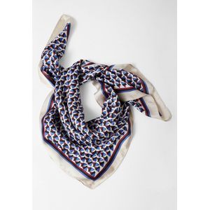 Damart - Gesatineerd sjaaltje met print - Vrouwen - Blauw - Taille Unique