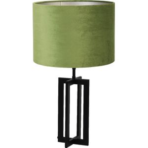 Light & Living Tafellamp Mace/Velours - Zwart/Olijf groen - Ø30x56cm -