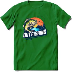 Fishing - Vissen T-Shirt | Beige | Grappig Verjaardag Vis Hobby Cadeau Shirt | Dames - Heren - Unisex | Tshirt Hengelsport Kleding Kado - Donker Groen - XXL
