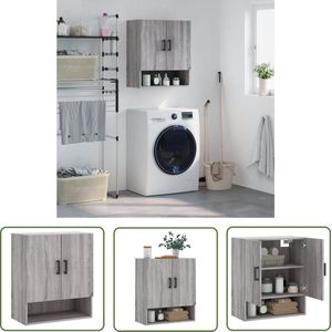 The Living Store Wandkast 60x31x70 cm bewerkt hout grijs sonoma eikenkleurig - Wandkast - Grijze Wandkast - Houten Wandkast - Opbergkast - Zwevende Kast