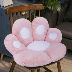 Kattenpoot stoelkussen - Schattig zitkussen en rugkussen in de vorm van een pluche kattenpoot (roze)