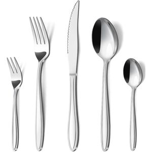 Elegante 30-delige bestekset voor 6 personen van roestvrij staal - Vaatwasmachinebestendig en perfect voor elk diner