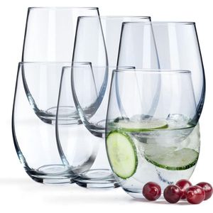 Drankglazen, waterglazen van Neutrum-calciumglas, 580 ml drinkglazen, doorzichtige wijnglazen, moderne universele glazen, sapglazen, glazenset (Susanne, 6) Merk: KADAX