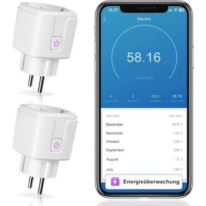 Slim Wifi-Stopcontact met Stroommeting en Timer - Smart Home Plug voor Spraakbesturing met Alexa en Google Assistant