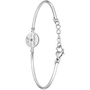 Lucardi Dames Stalen armband forever love - Armband - Staal - Zilverkleurig - 16 cm