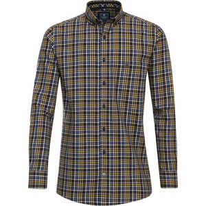Redmond comfort fit overhemd - twill - bruin geruit - Strijkvriendelijk - Boordmaat: 47 - 48