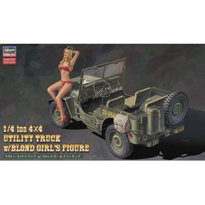 1:24 Hasegawa 52249 1/4 ton 4x4 Utility Truck - w/Blond Girl Figure Plastic Modelbouwpakket