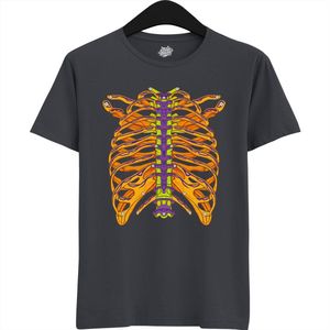 Cyborg Bones - Halloween Ribbenkast Dames / Heren Unisex T-shirt - Grappig Kostuum Shirt Idee Voor Volwassenen - T-Shirt - Unisex - Mouse Grijs - Maat L