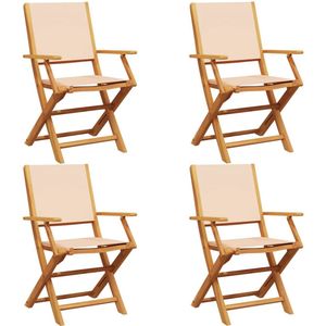 vidaXL Tuinstoel - Tuinstoelen - Inklapbare Tuinstoel - Tuin Stoel - Tuinstoelen 4 st inklapbaar stof en massief hout beige