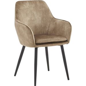 Colenis® - Levan Eetkamerstoel - Set Van 2 - Taupe - Adoré Velvet - Industrieel - Met armleuning
