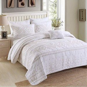 Lichtgewicht omkeerbare sprei 240x260 cm met kussenslopen - 100% katoen, decoratief dekbedovertrek voor twee personen