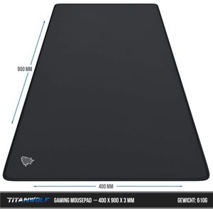 XXL Speed Gaming Titanwolf muismat zwart 900 x 400 mm - XXL-muismat - groot tafelonderstel - verbetert de nauwkeurigheid en snelheid, 23032532, formaat XXL type 1