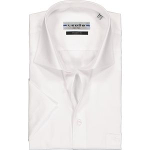 Ledub modern fit overhemd - korte mouw - wit twill - Strijkvrij - Boordmaat: 47