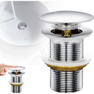Universele wastafel stopper G1 1/4 inch afvoerstop voor wastafel Click Clack afvoergarnituur zonder overloop - geschikt voor keuken en badkamer