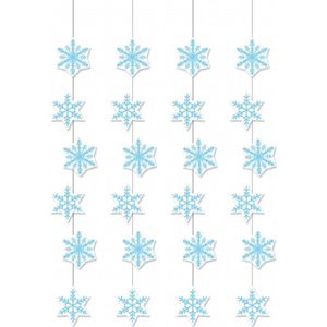 4x stuks sneeuwvlokken decoratie slinger 108 cm - Feestslinger van brandvertragend papier - Winter thema feestversiering