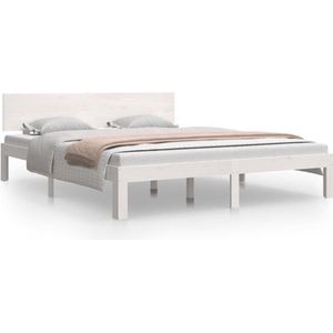 vidaXL - Bedframe - massief - grenenhout - wit - 160x200 - cm
