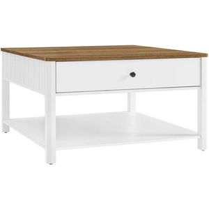 Signature Home Salontafel met 2 lades - walnoot bruin-wit - 80 x 80 x 45 cm