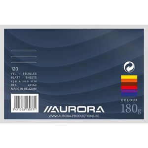 Aurora - MAXI PACK - 10 x Systeemkaarten gekleurd: Formaat 150x100mm - Gelijnd (6mm) - 100 vel