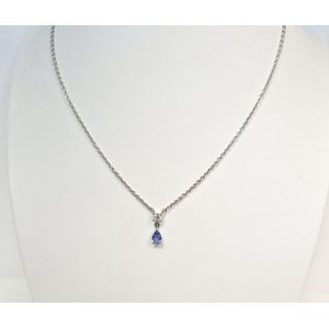 R&C - COL4062 - witgouden - 14 karaat - collier - hanger - diamant - blauwe saffier - sale Juwelier Verlinden St. Hubert – van €1375,= voor €1129,=