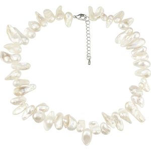 Zoetwater parelketting Winky - echte parels - wit - sterling zilver (925) - sieraden zakje - cadeau voor haar - kerst cadeau - Moederdag cadeau