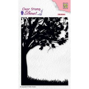 SIL074 Clear stamp Nellie Snellen - silhouet tree - boom met gras - stempel achtergrond bomen